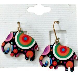 Colorful Elephant Drop Earrings Or Craft Charm Accents